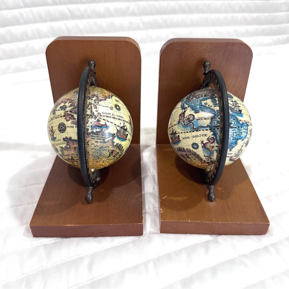 Pair of vintage globe bookends - Picture 2 of 9